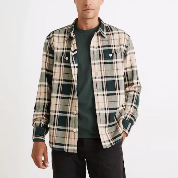 Madewell Twill Easy Fit Long Sleeve Shirt in Peterson Plaid Smokey Spruce - Picture 5 of 9
